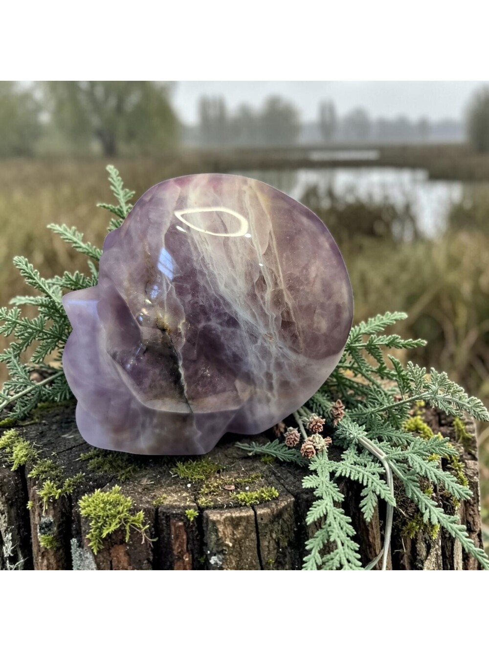 A100. Amethyst Natural Crystal Skull Carving - Picture 2 of 4